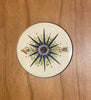 12” tray w/compass rose scrim of ivory disk (103)