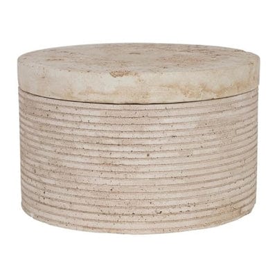 Travertine Small Round Box Cream 4X4X3.75