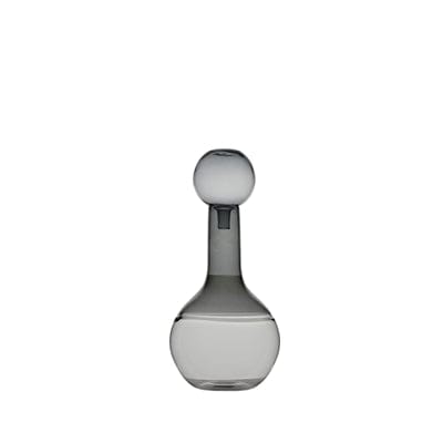 Round Decorative Glass Bottle Vase Dia 5.5” - Clear & Gray