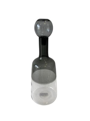 Decorative Glass Bottle Vase Dia 6” Clear & Gray