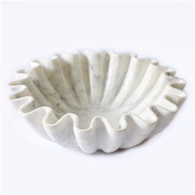 Marble Fine Carved Lotus Bowl 12"Dia - White