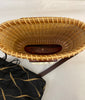 #111 Flat back cocktail purse w/rosewood inlay in rim, rosewood backplate w/ivory whale