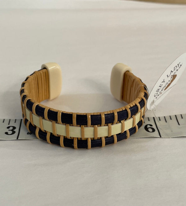 #BR-1 Ivory and Blue band cuff