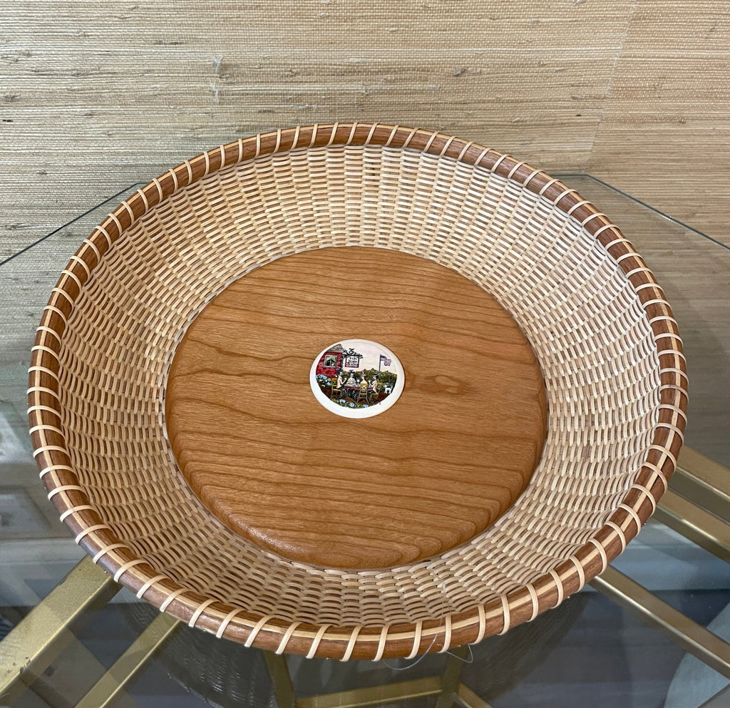 12" tray w/ tea party scrim on ivory (69)