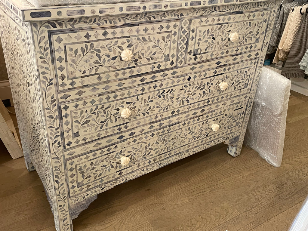 Natural Wood and Bone Inlay Chest