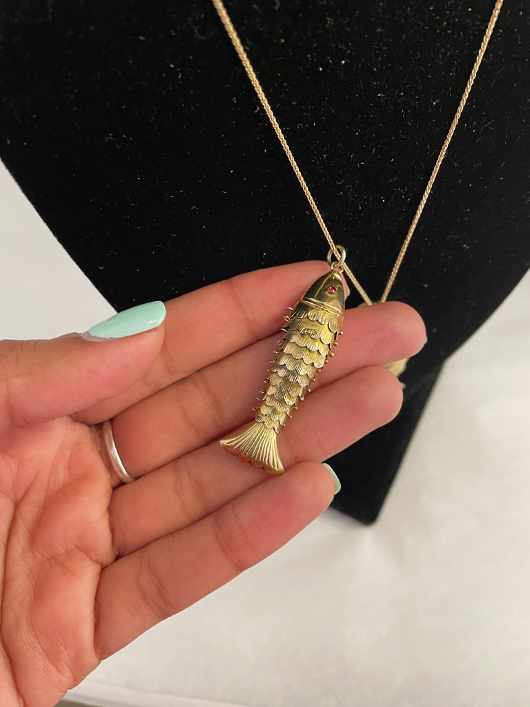 Antique Fish 14k Gold Pendant