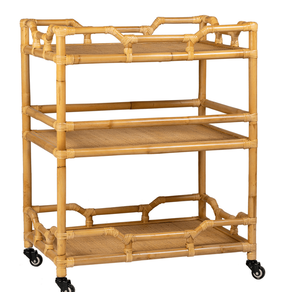 Napali Rattan Rolling Bar Cart