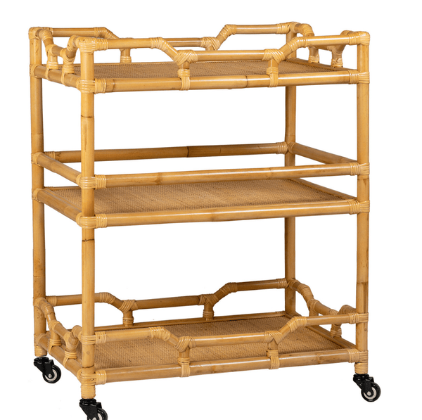 Napali Rattan Rolling Bar Cart