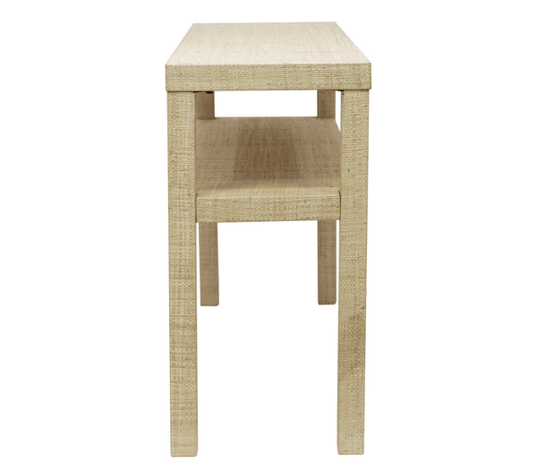 Raffia Wrapped Console Table with Shelf