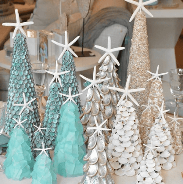 Teal Sea Glass Holiday Tree