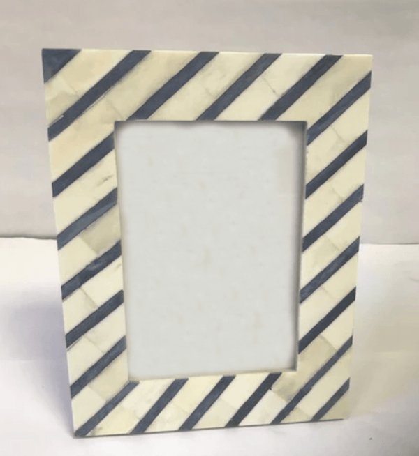 Diagonal Striped Bone Frame- Blue and White