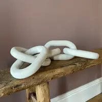 Carved Wood White Wash Chain
