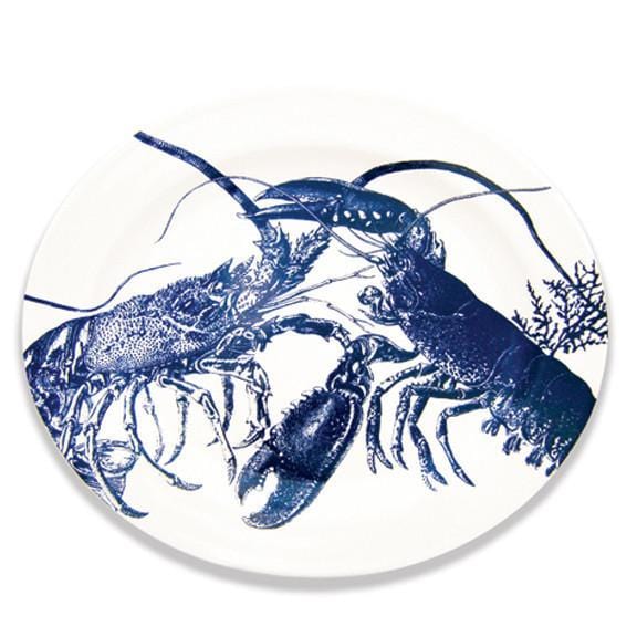 Blue Lobster Oval Rimmed Platter 16"