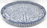 Round Floral Ottoman Tray