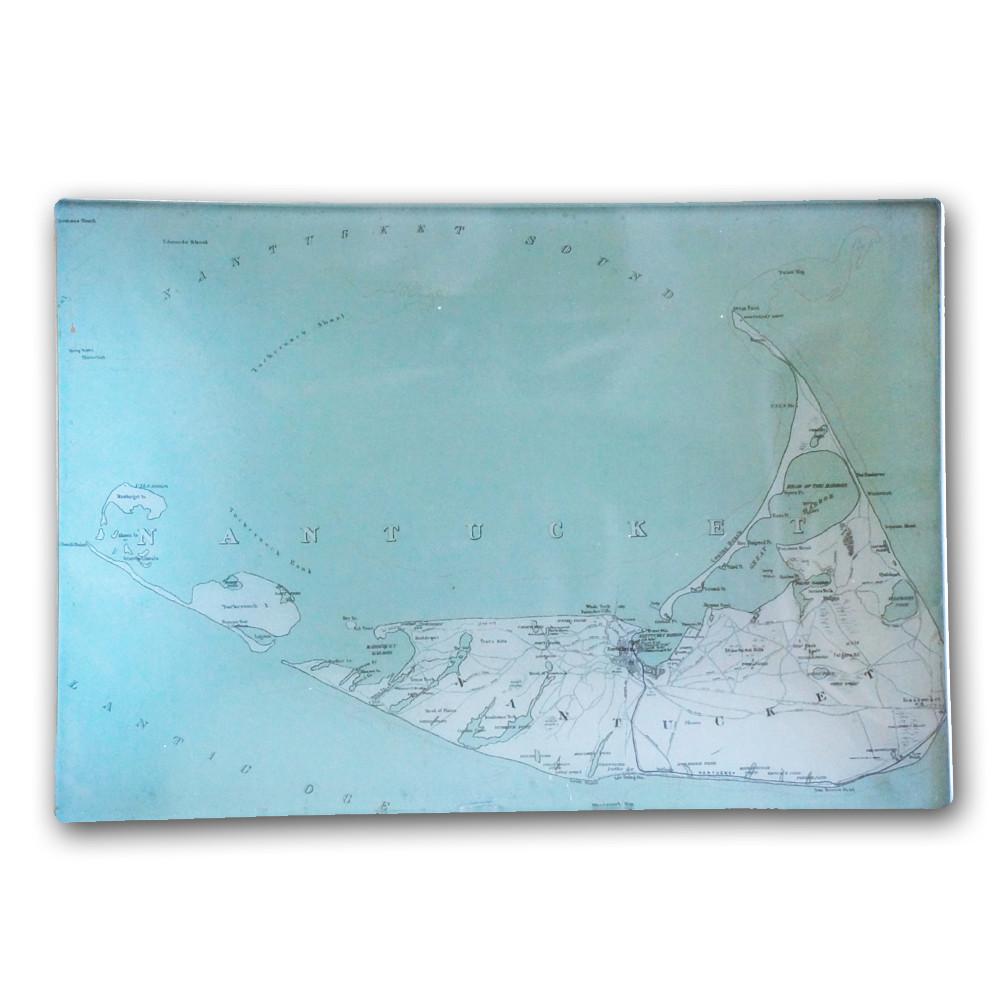 Nantucket Antique Map Decoupage Plate