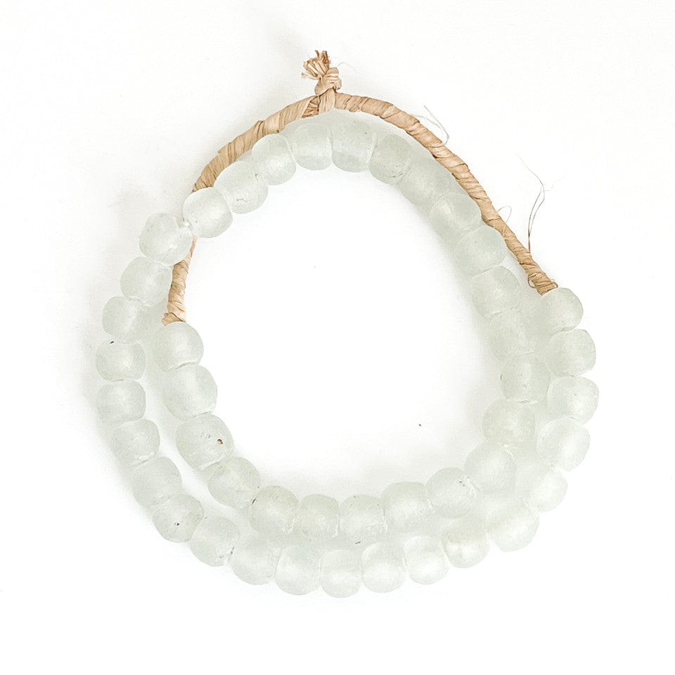 Aqua White Vintage Sea Glass Beads