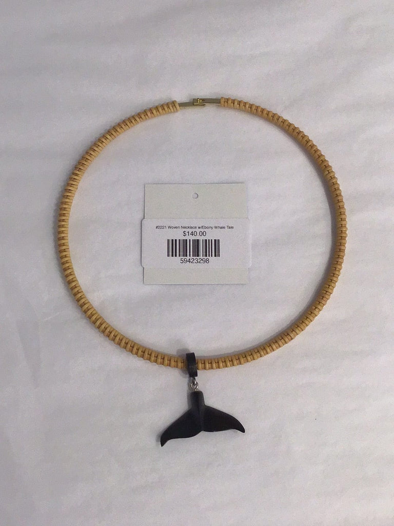 #2221 Woven Necklace w/Ebony Whale Tale