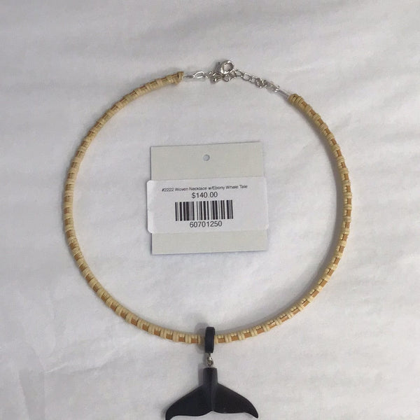 #2222 Woven Necklace w/Ebony Whale Tale