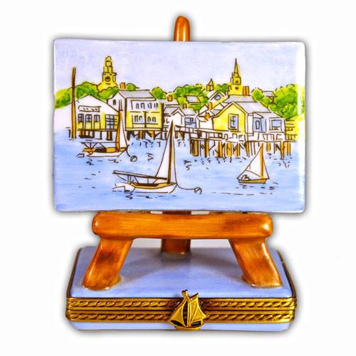 Nantucket Harbor on Easel Limoges Box