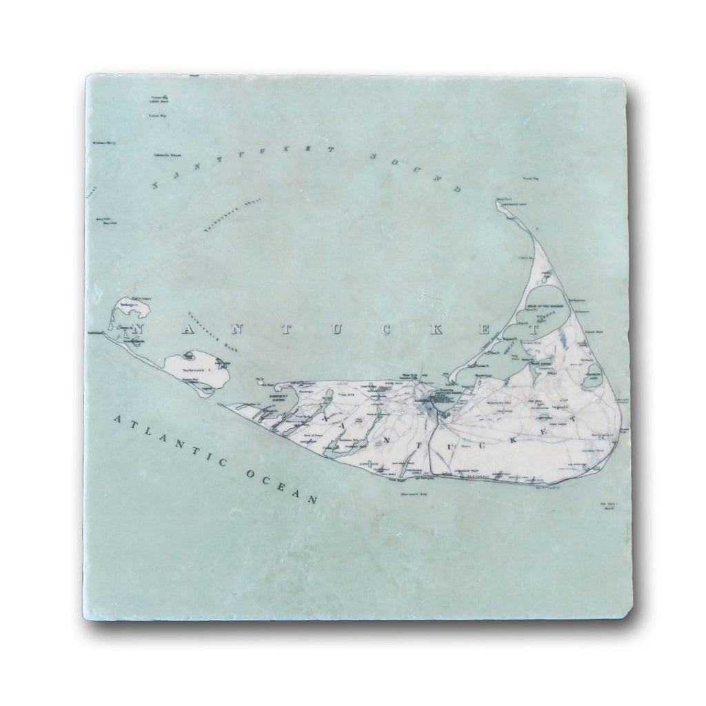 Antique Nantucket Map Marble Trivet