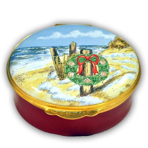 Nantucket Beach Wreath Christmas Pill Box (Retired)